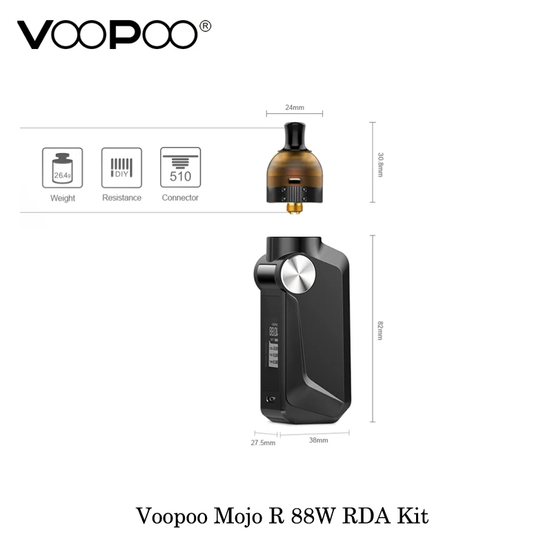 Электронная сигарета VOOPOO MOJO R Box Mod 88 Вт мАч 2600 с 2 5 мл Conjure RDA ёмкость 24 мм Диаметр Vape