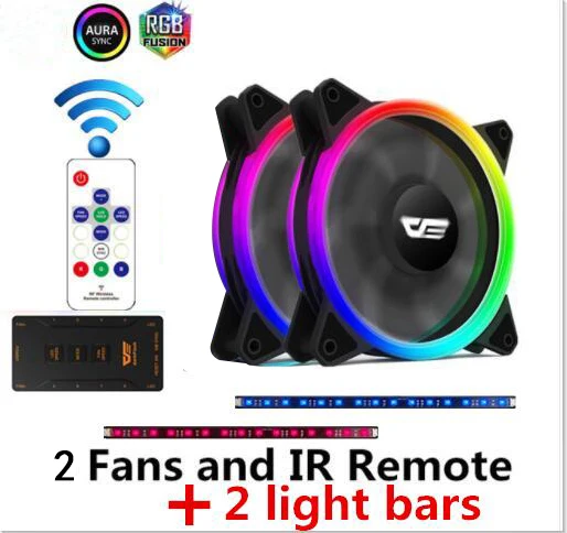 2fans and IR Remote Darkflash dr12-pro 3 P-5 v AURA SYNC компьютер ПК охлаждающий вентилятор RGB Регулировка 120 мм тихий+ ИК пульт дистанционного управления компьютер кулер Корпус Вентилятор компьютер - Цвет лезвия: 2fans and IR Remote