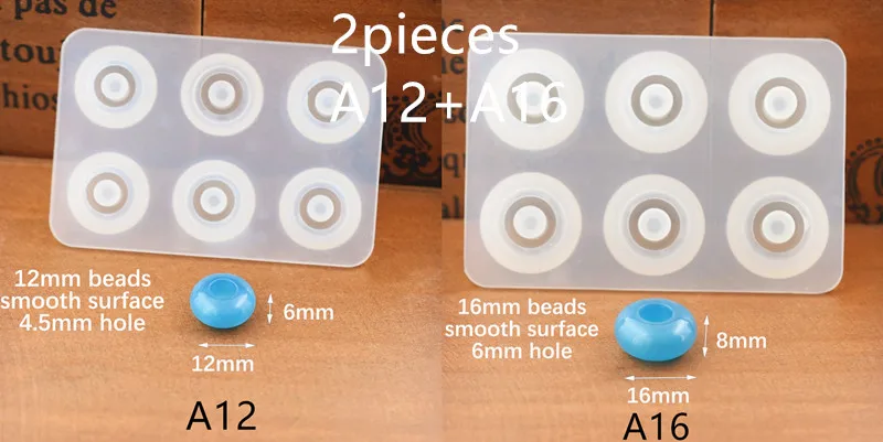 2PCS smooth 16mm12mm SNASAN, силиконовая форма для изготовления ювелирных изделий, 12 мм, 16 мм, плоские шарики с отверстием, силиконовая форма из эпоксидной смолы, ручная работа, сделай сам - Цвет: 2PCS smooth 16mm12mm