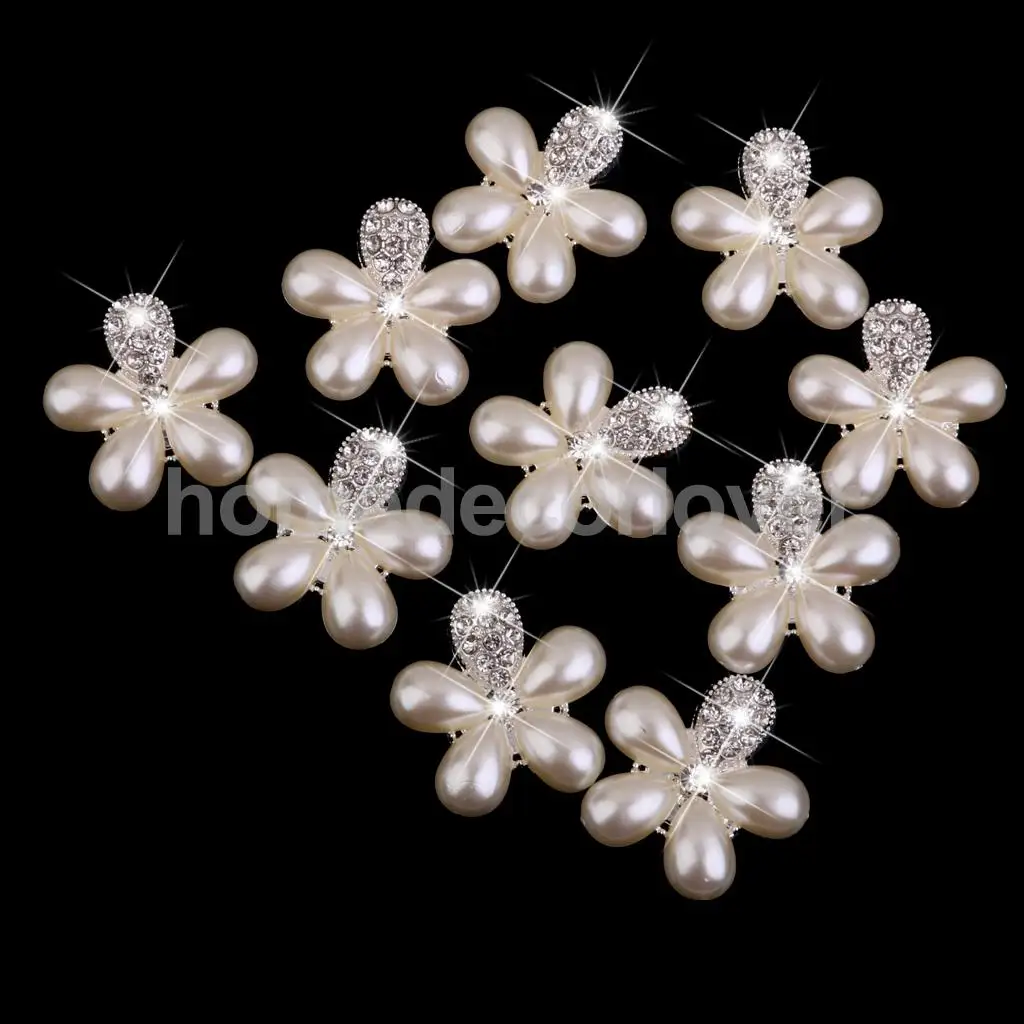 10 шт плоские металлические жемчужные пуговицы со стразами Свадебные DIY