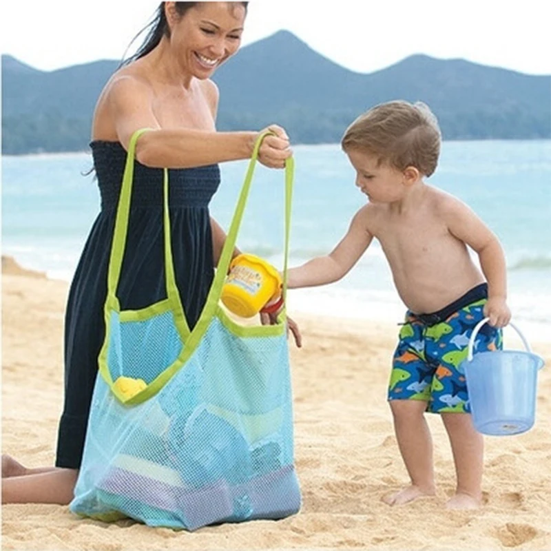 Kids Mesh Tool Storage Bag Children Beach Toys Sand Away Bags Handbag Matching Large Capacity Portable Baby Toys Beach Backpack
