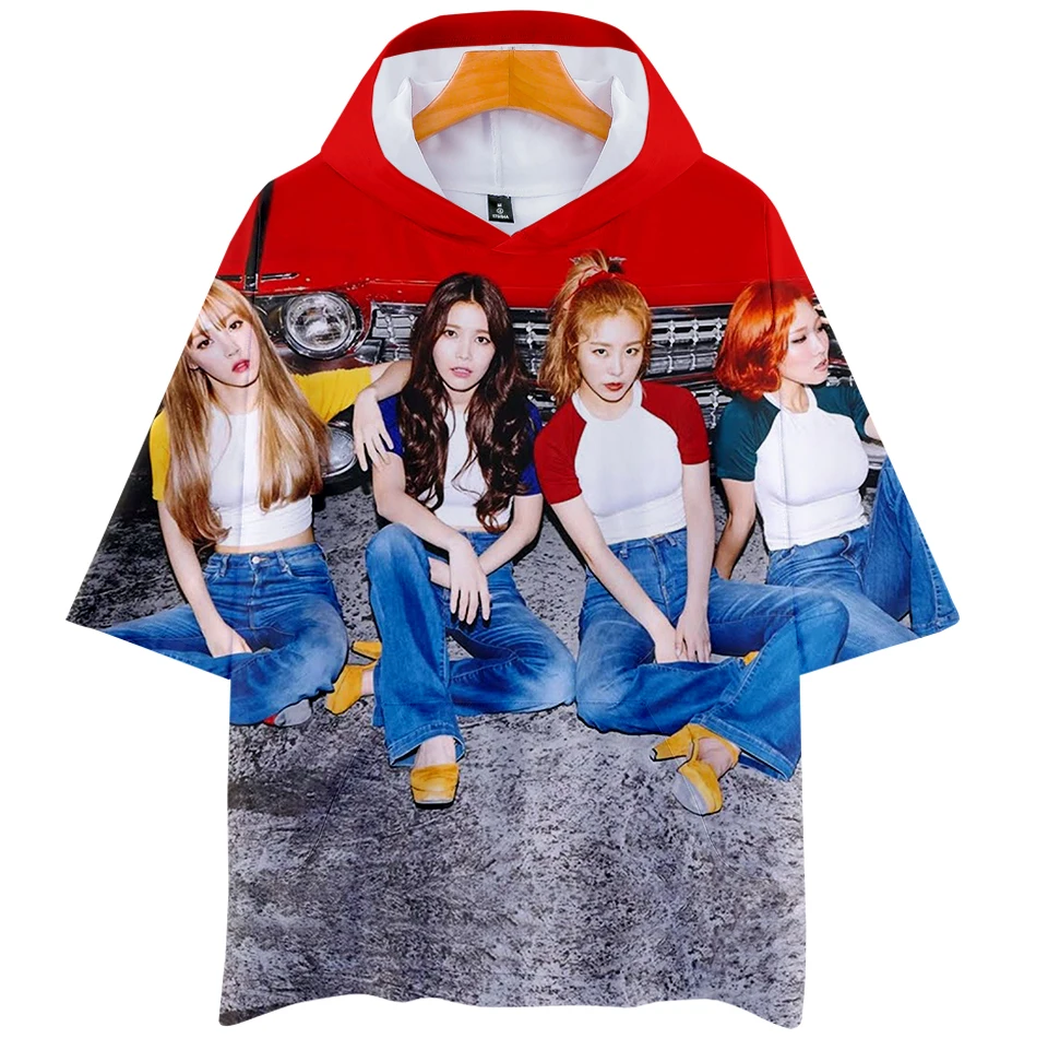 Женская футболка с капюшоном MAMAMOO Мягкая Повседневная коротким рукавом в стиле