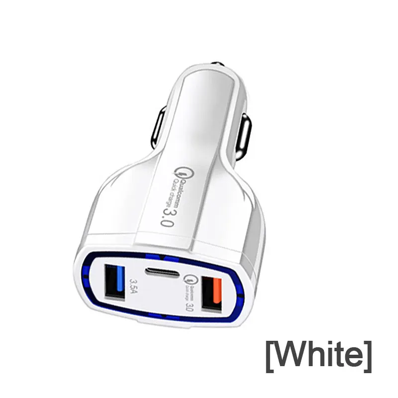 Белый 35 W быстрое QC 3,0 usb type-c автомобильное зарядное устройство для мобильного телефона быстрое PD автомобильное зарядное устройство s type C PD 3,0 двойной USB универсальный телефон - Цвет: Белый