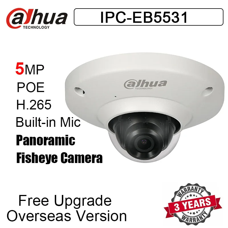 5 МП IPC-EB5531 панорамная сетевая камера рыбий глаз POE IP67 H.265 Встроенный микрофон слот