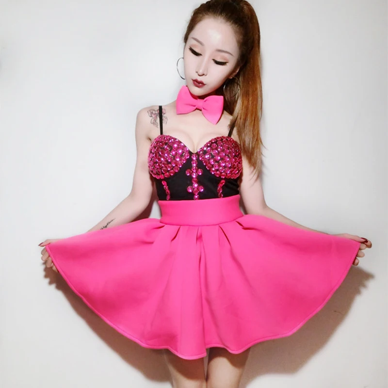 2018 Новый розовый Винтаж джаз танцевальные костюмы для леди пикантные белые Топы +