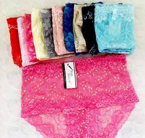 New sexy  Women's lace floral mid-waisted Panties sexy lace underwears  sexy lace lingerie pink briefs plus size M,L,XL 6pcs/lot