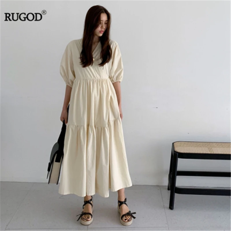 RUGOD Лето 2019 ретро платье на шнуровке женское Модное пышное А силуэта для дам
