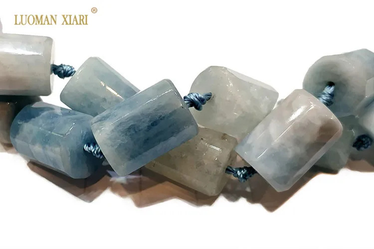 LUOMAN XIARI натуральный Aquamarin цилиндрический граненый камень бусины для самостоятельного изготовления ювелирных изделий браслет ожерелье 11*16 мм нити 15"