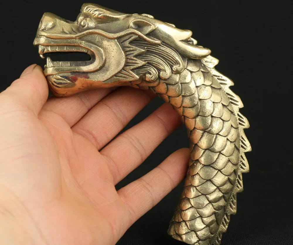 Китайская старая медная ручная резная статуя горячего дракона | Дом и сад