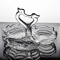 crystal glass swan couple divisions serving dish decorative plate kitchen craft ornament tableware for fruit candy and crackers