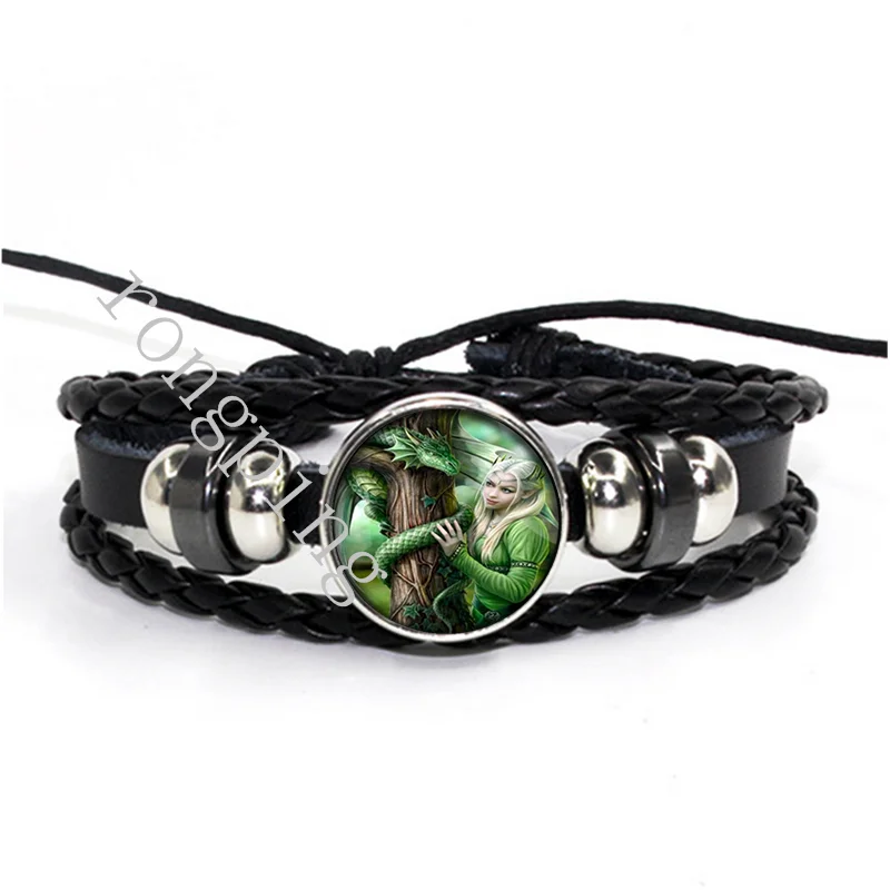 Винтажный кожаный шнурок из 2 предметов Плетеный черный браслет ~ b | Украшения и