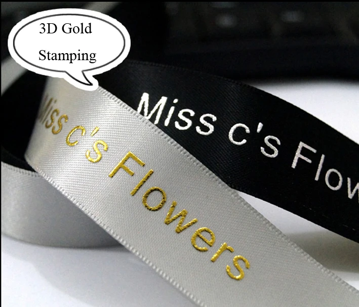 high quality customized ribbons 10mm 75mm 100yards for wedding party brand ribbon 3d gold stamping hot stamping free global shipping