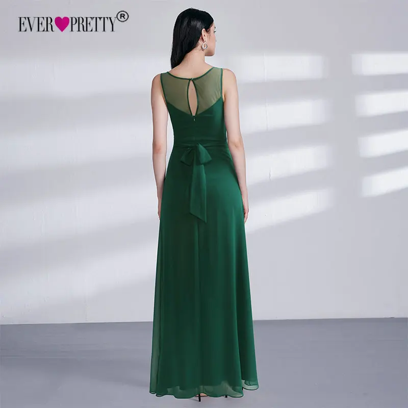Vestido Novia Ever Pretty EZ07477DG элегантные темно-зеленые трапециевидные Длинные платья для матери невесты Иллюзия Свадебные вечерние платья