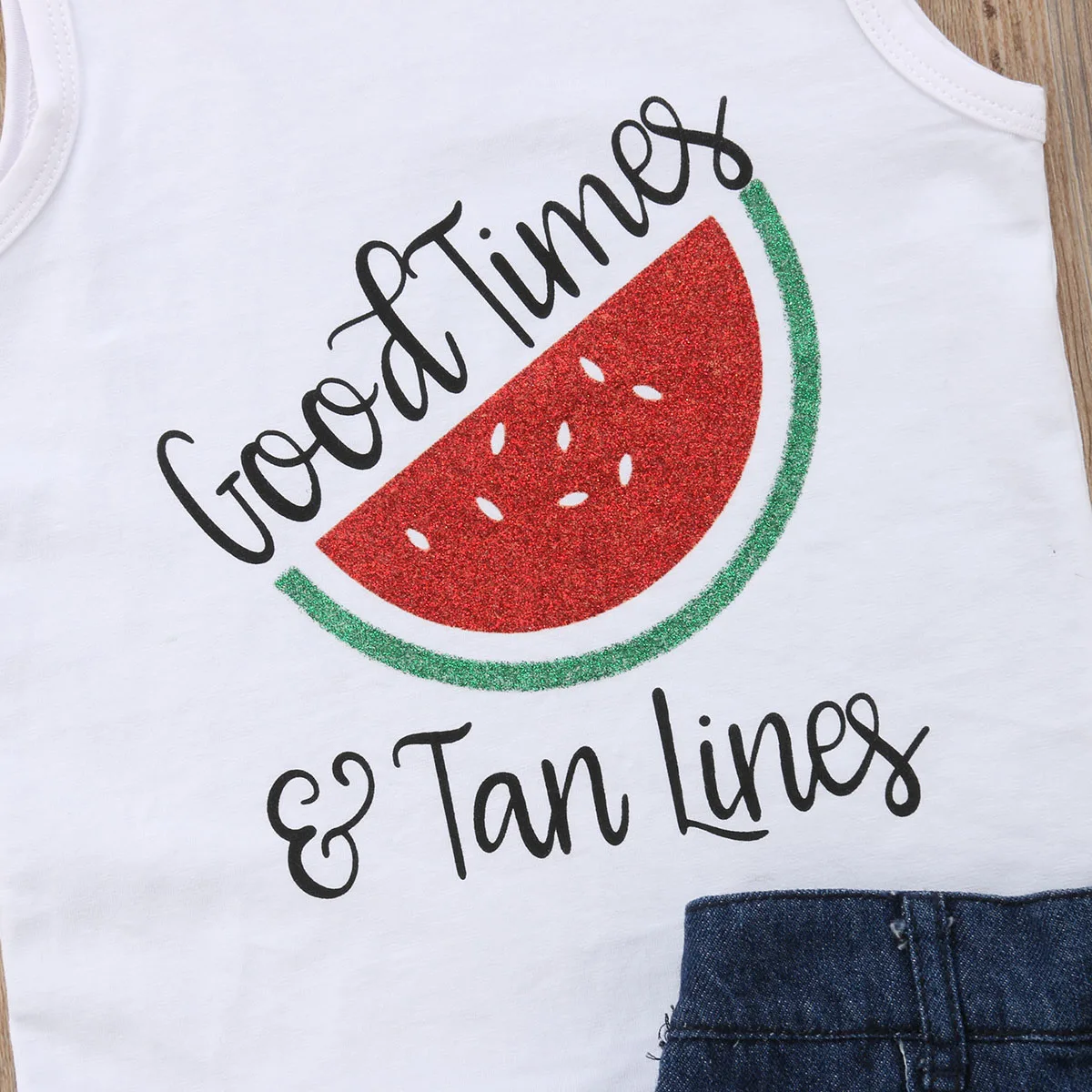 Одежда для маленьких девочек жилет топы хлопковые шорты джинсовая Милая летняя