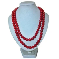 48 inches 12 13 mm red large round natural coral chain necklace