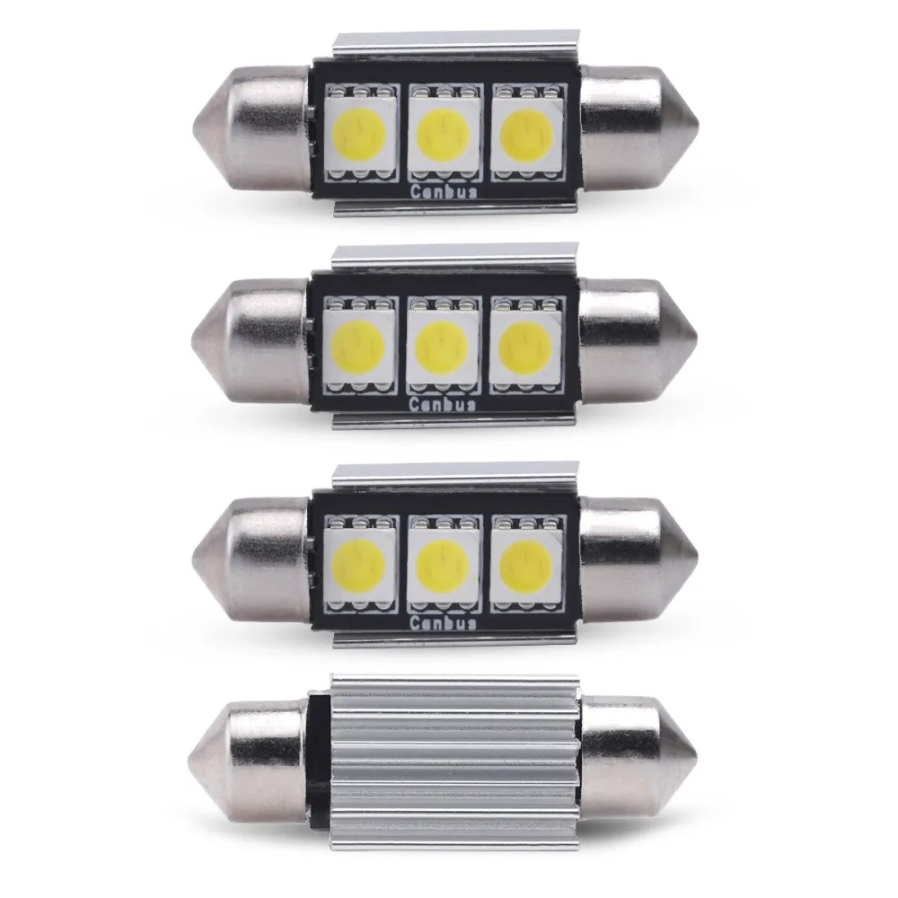4 шт. C5W гирлянда Canbus 3smd 5050 36 31 39 42 мм 12V для салона автомобиля светодиодные