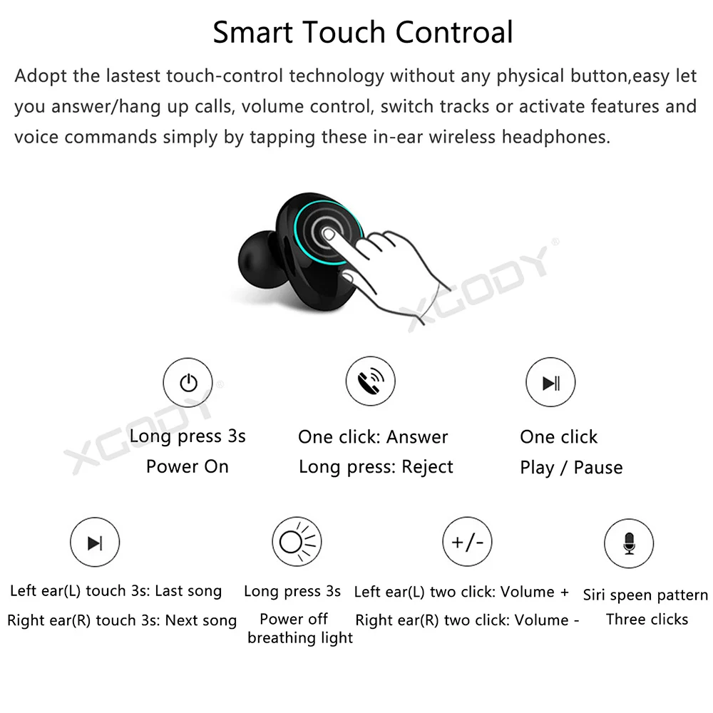 XGODY X9 TWS беспроводные наушники Новые Bluetooth 5 0 HD микрофон стерео с зарядным