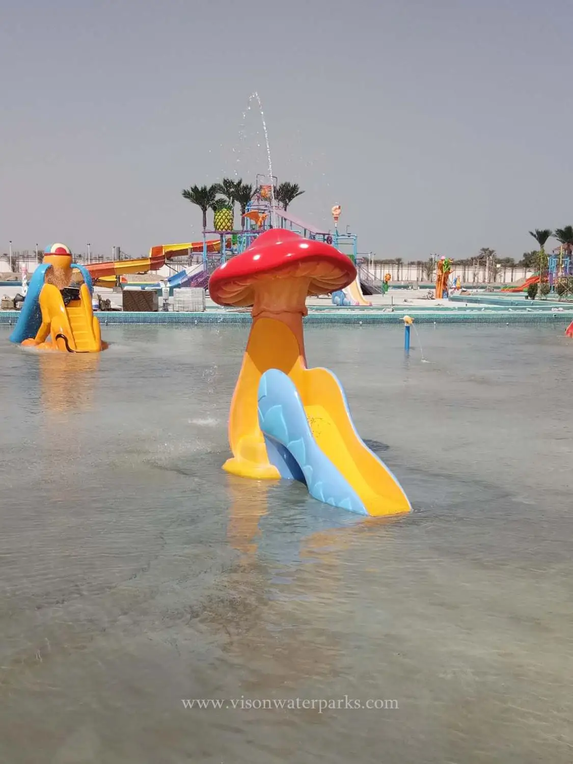 Стекловолоконный новый дизайн детская горка для бассейна в форме гриба