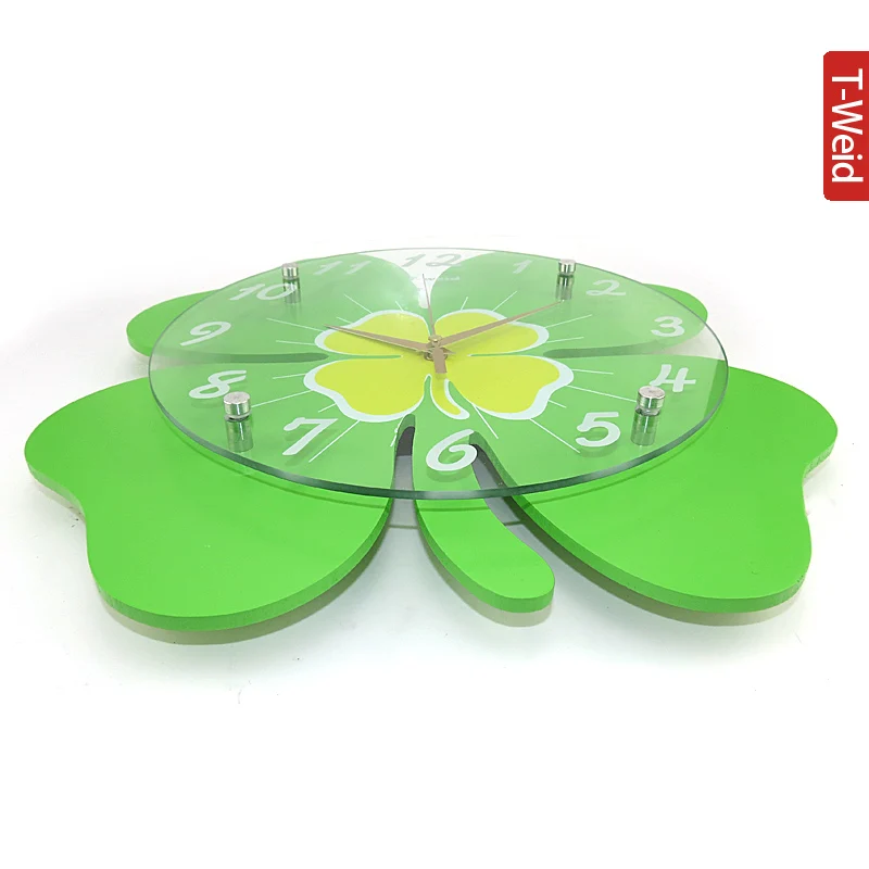 Деревянные настенные часы с изображением четырехлистного клевера гамака