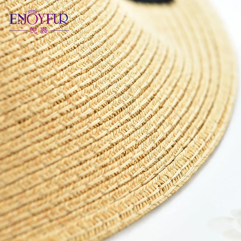 Шляпа от солнца ENJOYFUR модная женская пляжная шляпа с бантом летняя соломенная для