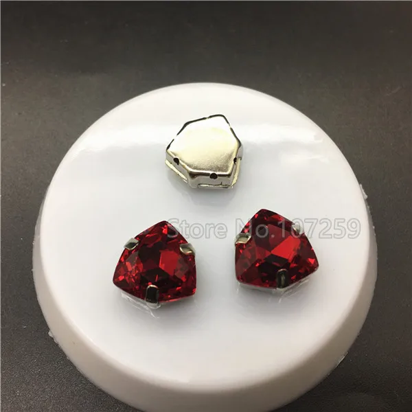 red TopStone пришить коготь стразы 12 мм K9 стекло кристалл жира треугольник в коготь Установка diy/аксессуары для одежды - Цвет: red