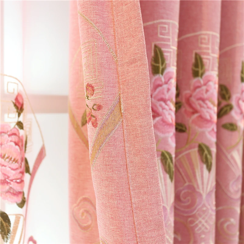Современный розовый Высокое качество вышитые витражные шторы для гостиная