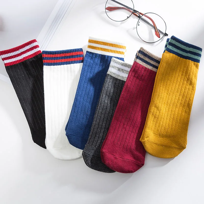 

6Pairs/lot Fashion Recommend Quality Stripe Women Socks Breathable Cotton Socks Candy Color Hot Sale Female Comfortable Socks