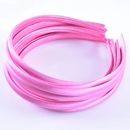BABY PINK 60 шт./лот, сатиновые повязки для волос DIY, 10 мм, одноцветная ткань, покрытая смоляной повязкой для волос, пластиковые повязки для волос для девочек, повязка для волос для женщин - Цвет: BABY PINK