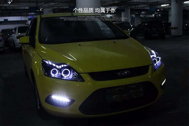 KOWELL автомобильный Стайлинг для Ford Focus фары 2009-2013 Focus 2 светодиодный фары DRL Биксеноновые линзы Высокий Низкий Луч парковочная противотуманная фара