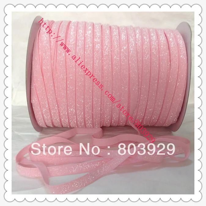 Эластичная металлическая лента для волос Lt. розовая Блестящая 3/8 &quotэластичная