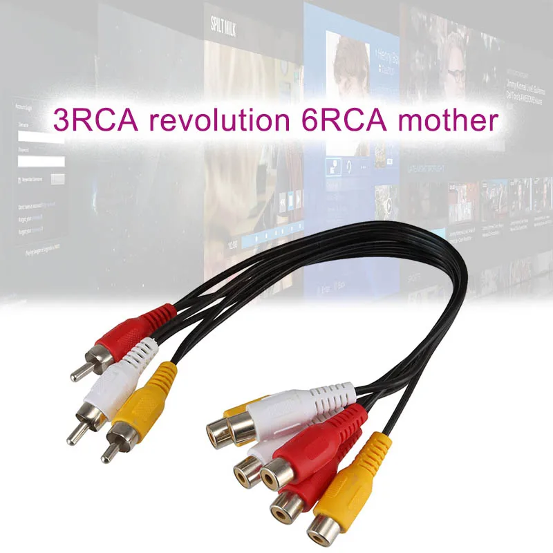 3RCA штекер 6RCA женский кабель адаптер разъем сплиттер для AV аудио видео LCD TV HDTV @ JH| |