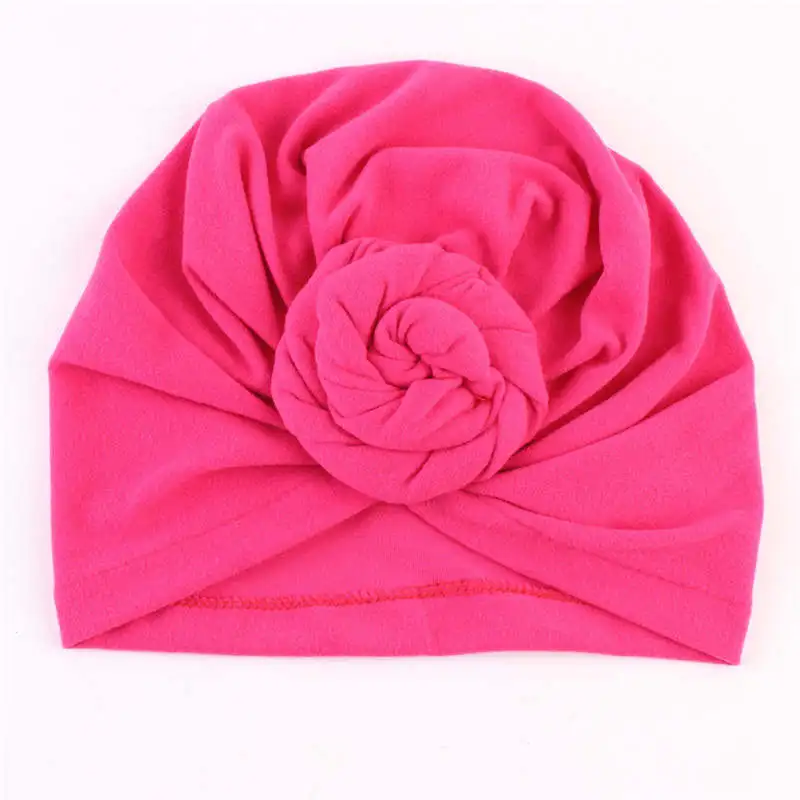 Child Rose Red Indian Headscarf Hat Cotton Crinkle Hijab Caps Mom and Baby Solid Donut Head Wrap Hats Inner Turban Bonnet Parent-Child - Цвет: Child Rose Red