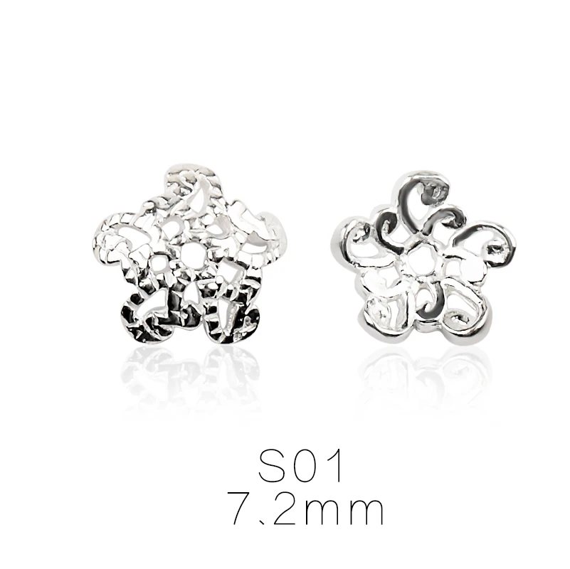 S01-7.2MM Лучшее качество, 5-8 мм, пара, Стерлинговое Серебро 925 пробы, бусины в виде цветка, бусины для ожерелья и браслета, фурнитура для изготовления ювелирных изделий - Цвет: S01-7.2MM