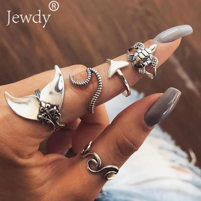 1043 50 стилей Boho Панк для женщин полые треугольные капли воды стрелка солнце драгоценный камень кристалл набор серебряных колец личность девушка ювелирные аксессуары - Цвет основного камня: 1043