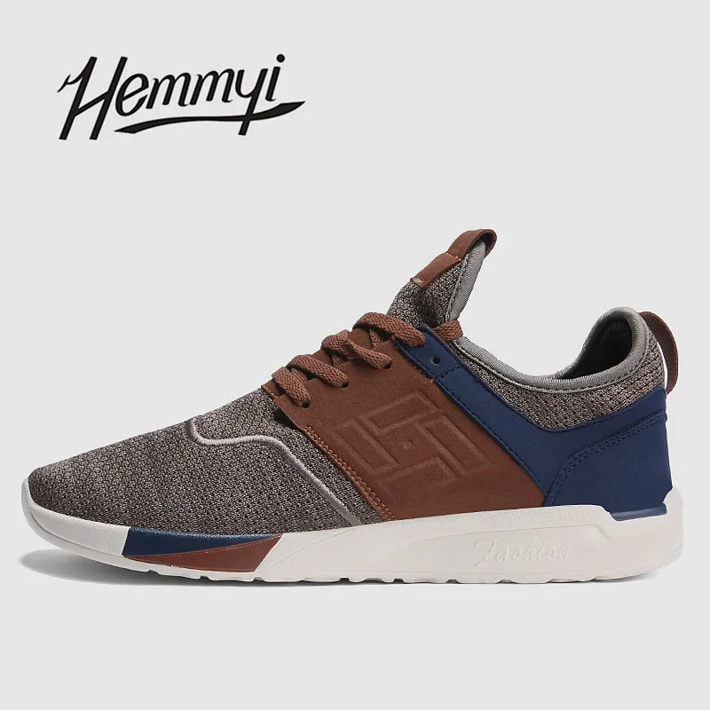brown Hemmyi/Новинка года; сезон весна-лето; мужские кроссовки; дышащая износостойкая Повседневная Легкая сетчатая обувь; masculino adulto - Цвет: brown