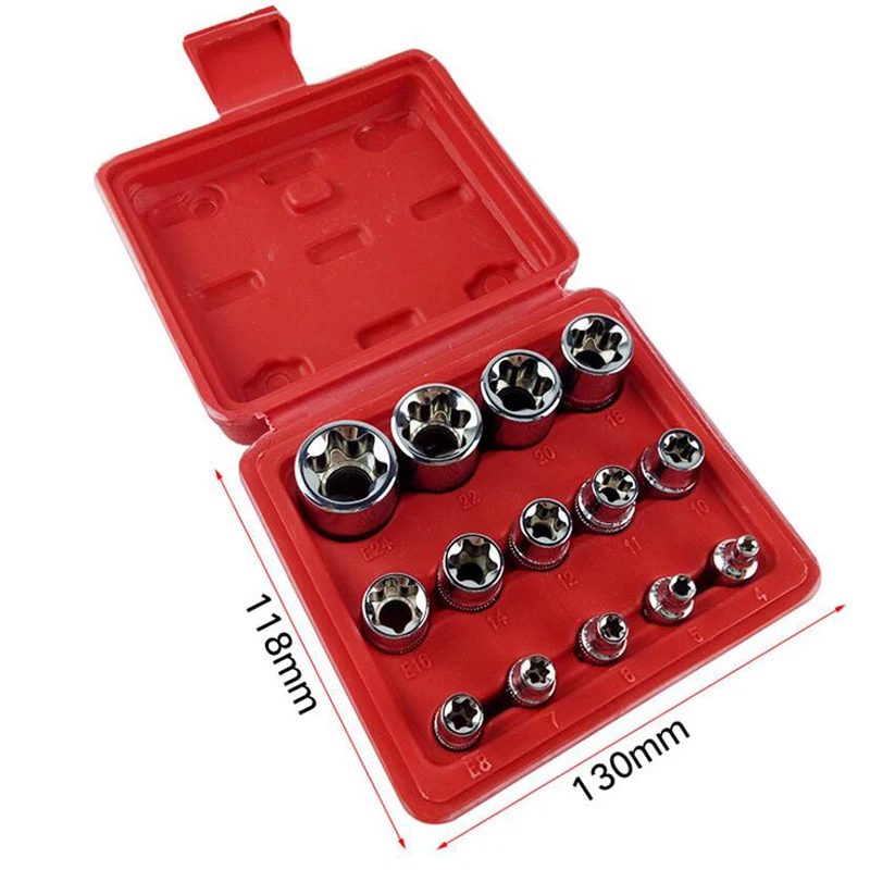 14 шт. Torx Star Socket Набор хром ванадиевой набор инструментов E розетки производство
