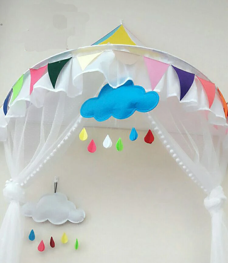 Kids's Educational Puzzle Play Toy Handmade Non-woven Clouds Raindrop Children Tent Bed Hanging Decortion Accessories 2021 | Игрушки и