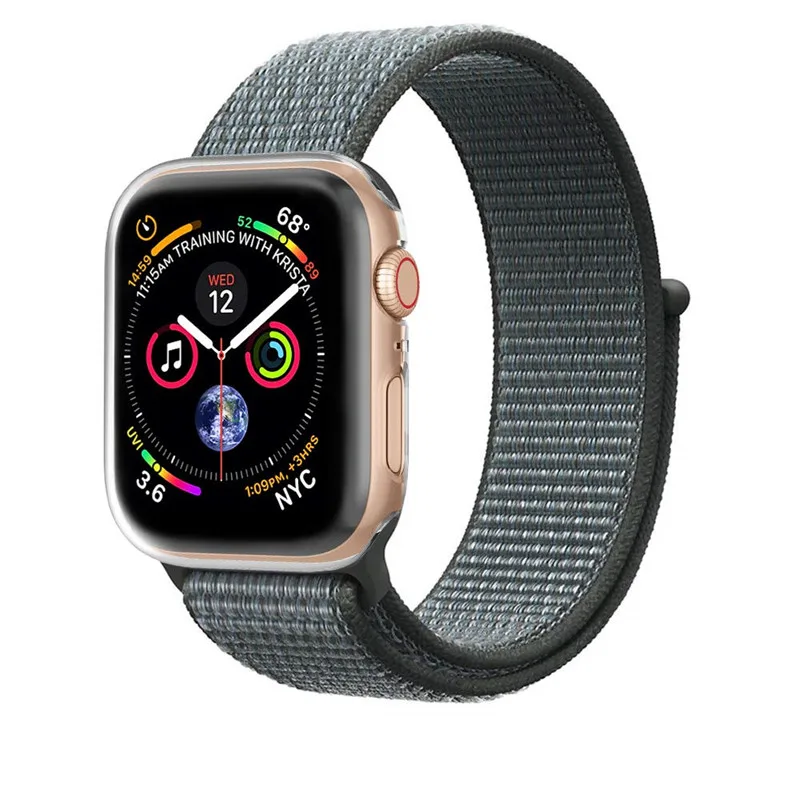 Storm cloud Нейлоновая петля, ремешок для Apple Watch, ремешок 44/42/40/38 мм Спортивная дышащая correa в едином положении во время занятий легкой атлетикой, браслет на запястье для наручных часов Iwatch, 4/3/2/1 аксессуары - Цвет ремешка: Storm cloud