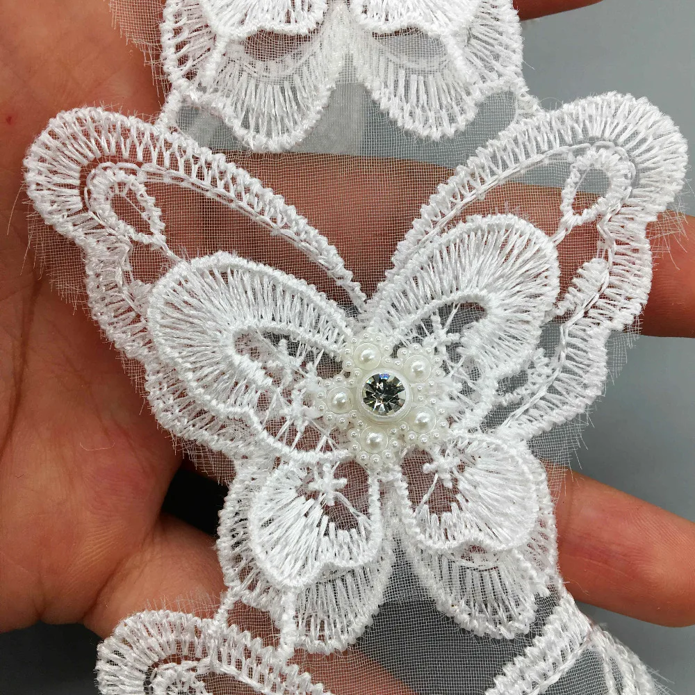 2yd 3D Бриллиантовая бабочка цветок вышитая искусственная отделка Тюль ленточная