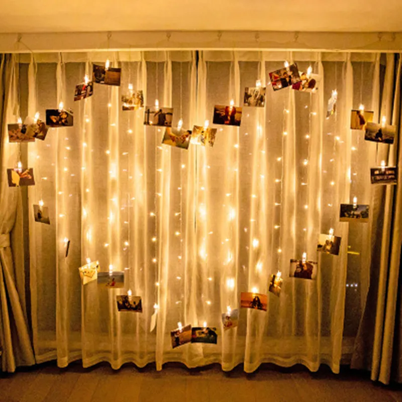 1.4*2.5M LED Heart Light String Love Curtain Lamp Christmas Fairy Tale Lights Wedding Wreath 8 Modes Dimming Box | Освещение