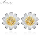 Женские серьги-гвоздики с подсолнухом ANENJERY, из стерлингового серебра 925 пробы, ювелирные изделия, S-E513