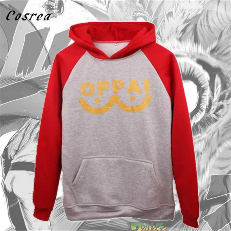 

Anime One Punch Man Cosplay Costume Saitama Oppai Hero Hooded Jacket Hoodie Sweatshirt Sportswear Size S-2XL for Adult Men Women