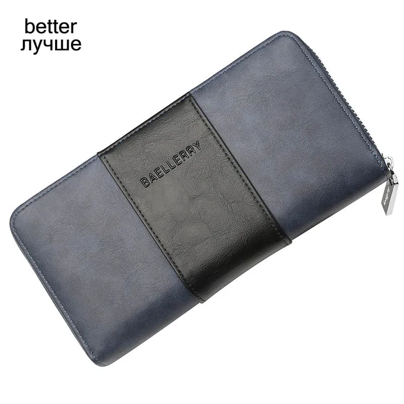 blue better Baellerry, мужские длинные кошельки для карт, 36, несколько держателей карт, стильный мужской кошелек на молнии, Большой Вместительный брендовый кошелек для мужчин - Цвет: blue better
