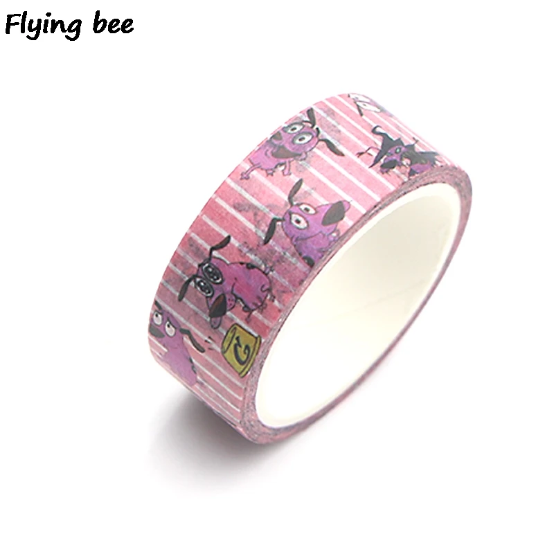 Flyingbee 15 мм X 5 м смелость трусливая собака васи лента бумага DIY декоративная клейкая лента канцелярские милые собаки Маскировочные ленты X0315