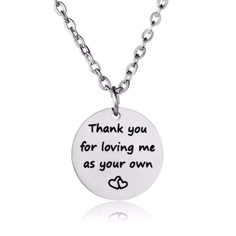 Thank You For Loving Me As Your Own Stainless Steel Pendant Necklace Family Jewelry Gifts Dad Mom Mothers Fathers Necklaces | Украшения и