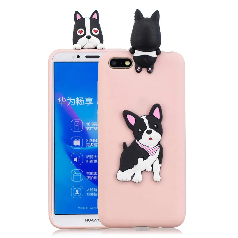 3D Мягкий Силиконовый ТПУ чехол для Huawei Y7 2018 Capa прекрасные Мультяшные чехлы с