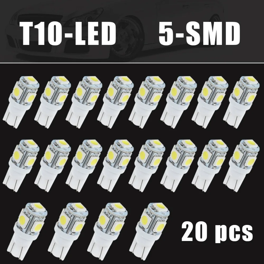 

20 шт. T10 боковой Клин 5-SMD 5050 светодиодный светильник лампа 2825 501 192 158 W5W 194 168 супер белый