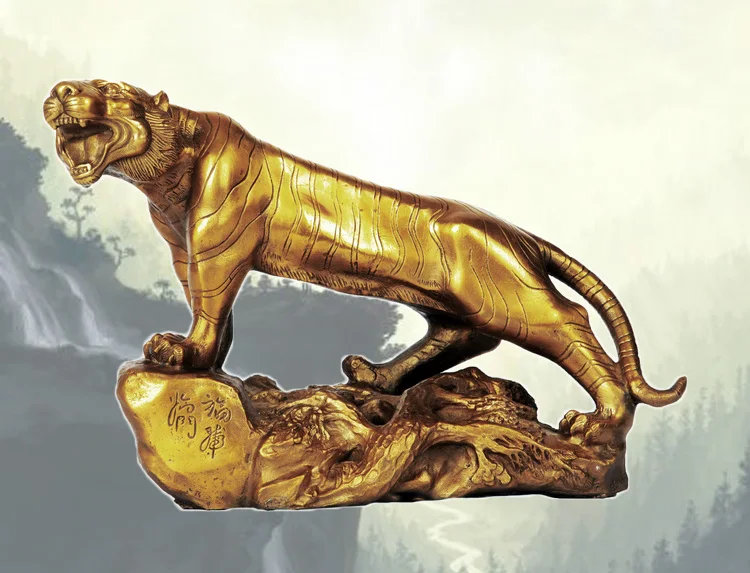 Фэн шуй украшение для дома китайская медная статуя тигра предметы интерьера