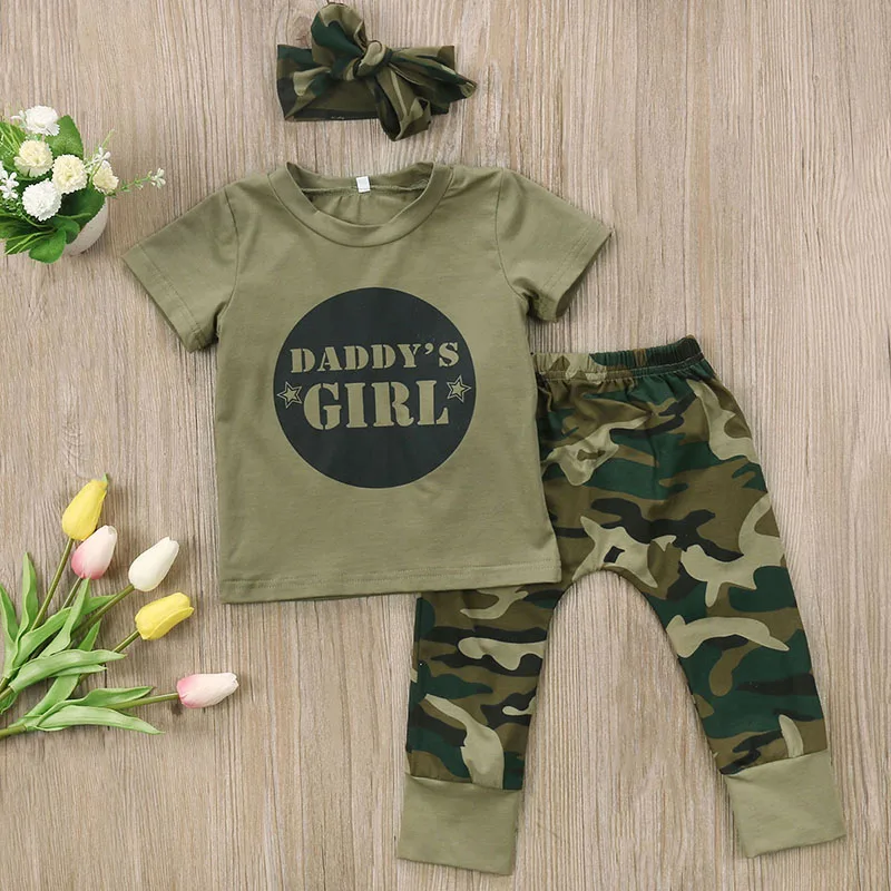 2017 New Camouflage Baby Clothes Daddy's Boy Girl Short Sleeve T-shirt Tops+Pant Outfit Toddler Kids Clothing Set 0-24M | Детская