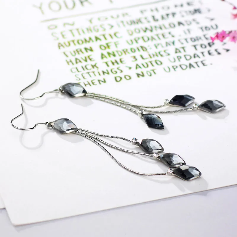 Женские свадебные Висячие серьги Neoglory с синими кристаллами и длинной кисточкой